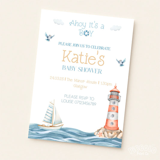 Baby Shower Invitations (Personalised) - Nautical