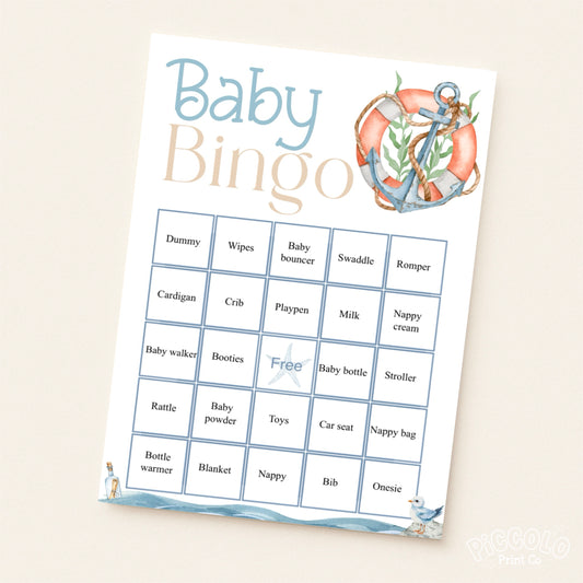 Baby Bingo Baby Shower Game - Nautical