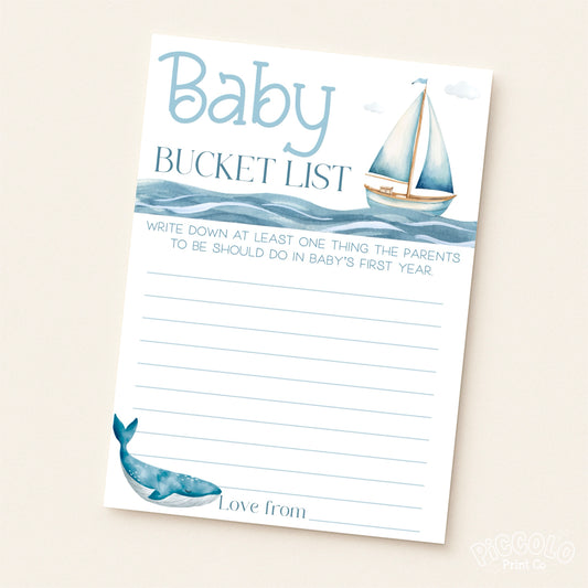 Baby Shower Baby Bucket List (Personalised) - Nautical