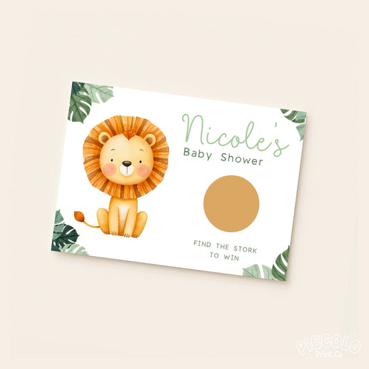 Baby Shower Scratch Cards (Personalised) - Safari