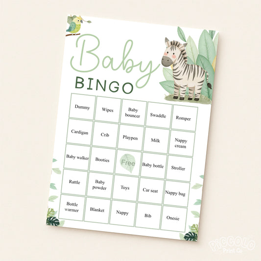 Baby Bingo Baby Shower Game - Safari