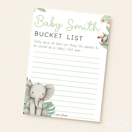 Baby Shower Baby Bucket List (Personalised) - Safari