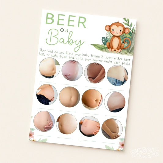 Beer Belly Or Baby Bump Baby Shower Game - Safari
