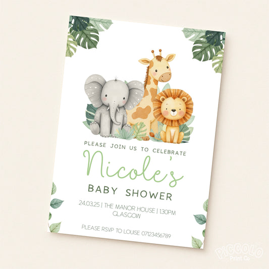 Baby Shower Invitations (Personalised) - Safari