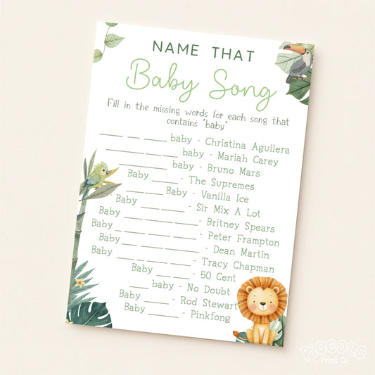 Name That Baby Song Baby Shower - Safari