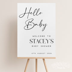 Baby Shower Welcome Sign Print (Personalised) - Simple Black