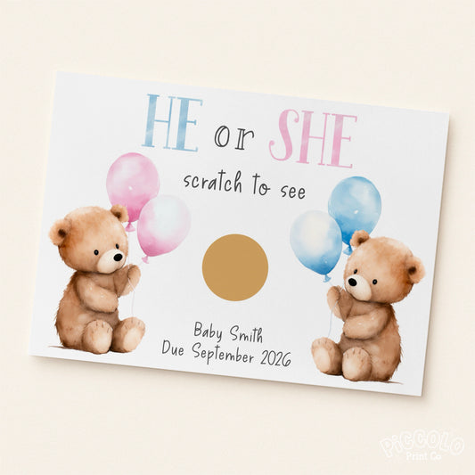 It’s A Boy Gender Reveal Scratch Card (Personalised) - Teddy Bears