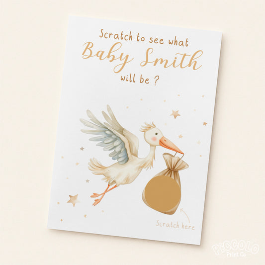 It’s A Girl Gender Reveal Scratch Card (Personalised) - Stork