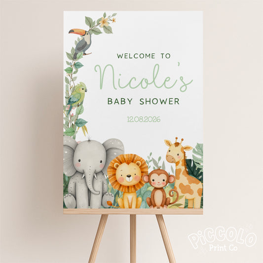 Baby Shower Welcome Sign Print (Personalised) - Safari