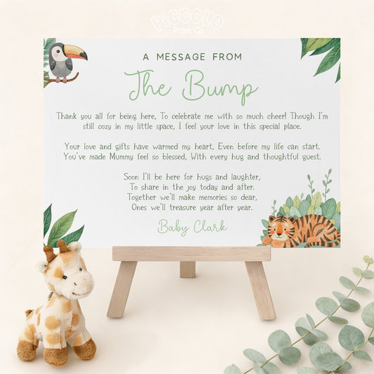 Message From Bump Baby Shower Sign (Personalised) - Safari