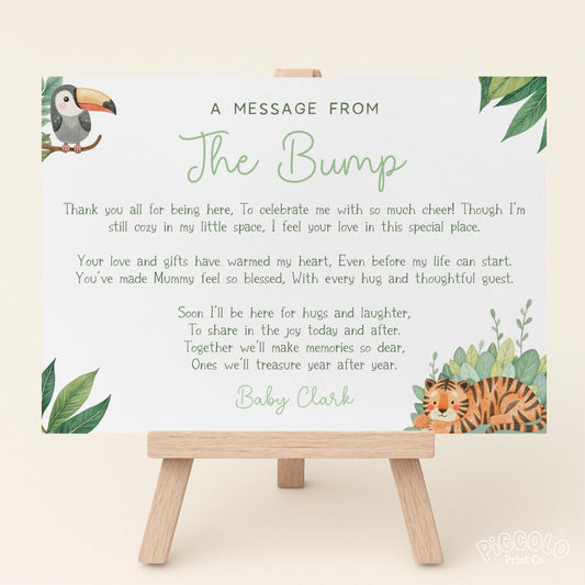 Message From Bump Baby Shower Sign (Personalised) - Safari