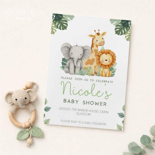 Baby Shower Invitations (Personalised) - Safari