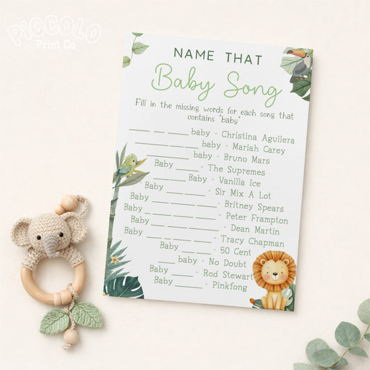 Name That Baby Song Baby Shower - Safari