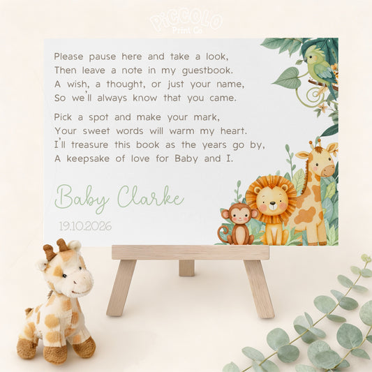 Baby Shower Guest Book Sign (Personalised) - Safari