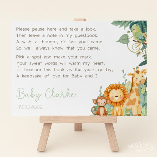 Baby Shower Guest Book Sign (Personalised) - Safari