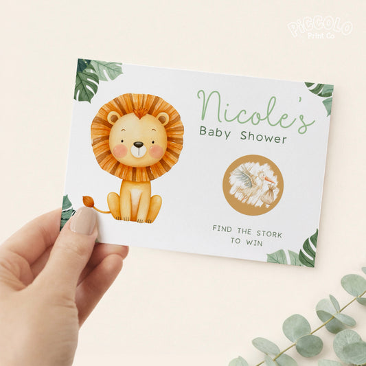 Baby Shower Scratch Cards (Personalised) - Safari