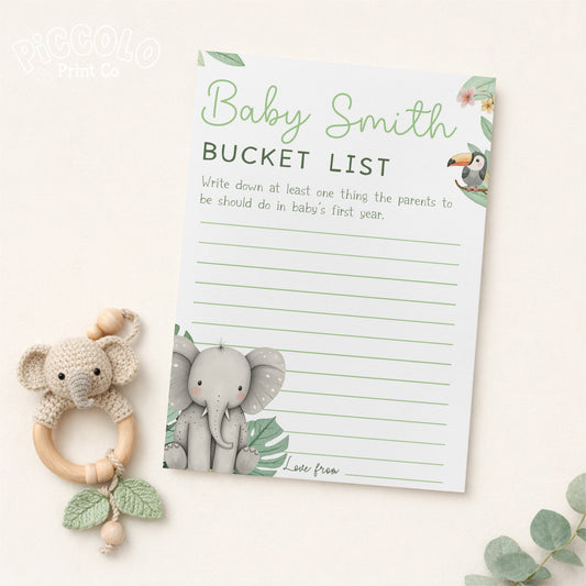 Baby Shower Baby Bucket List (Personalised) - Safari