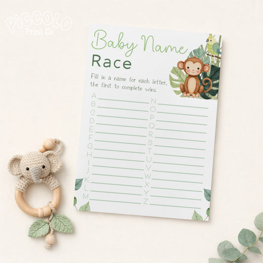 Baby Name Race Baby Shower Game - Safari