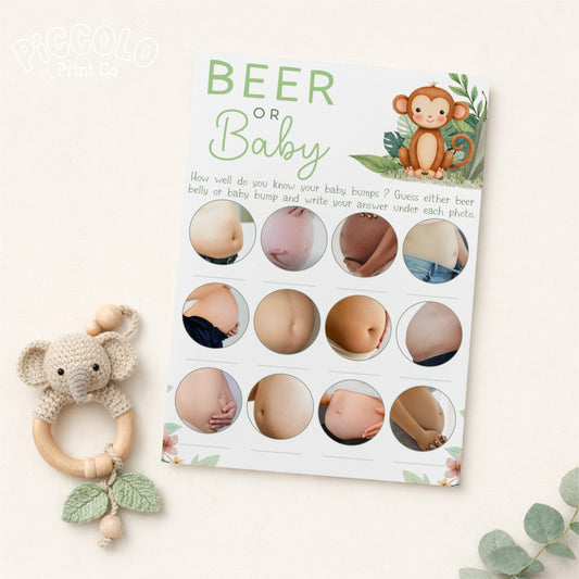 Beer Belly Or Baby Bump Baby Shower Game - Safari
