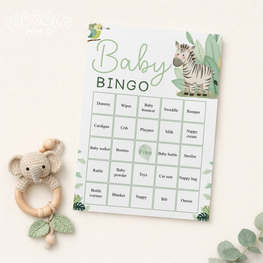 Baby Bingo Baby Shower Game - Safari