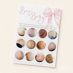 Beer Belly Or Baby Bump Baby Shower Game - Pink Bow