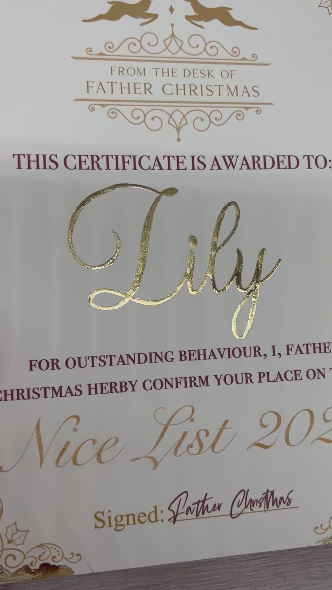 Gold Foiled Nice List & Envelope (Personalised)